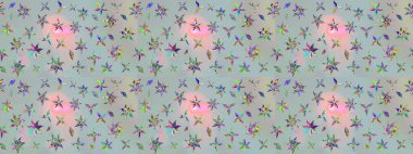 Çiçekli çiçek deseni, suluboya. Küçük çiçekte güzel bir çiçek deseni var. Raster deseni.