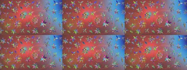 El çizimi çiçek unsurları olan soyut çizim raster deseni. Çiçekli ipek eşarp. Kahverengi üzerine kahverengi. Retro tekstil tasarım koleksiyonu. 1950 'ler-1960' lar motifleri.