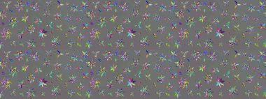 Düz Çiçek Elementleri Tasarımı. Renkli Bahar Teması eskiz kalıbı. Raster illüstrasyonundaki çiçek desenli çizim. Gri renkli çiçekler.