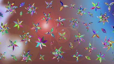 Çiçek desenli çizim. Raster illüstrasyonu. Kahverengi renkli Asyalı tekstil.