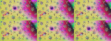 Renkli Bahar Teması eskiz kalıbı. Düz Çiçek Elementleri Tasarımı. Raster illüstrasyonundaki çiçek desenli çizim. Süslü kumaş deseni.