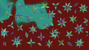 Kırmızı renkte çiçekler. Raster illüstrasyonunda çiçek deseni çizimi.