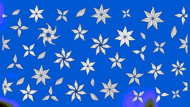 Mavi renkli çiçekler. Renkli Bahar Teması eskiz kalıbı. Düz Çiçek Elementleri Tasarımı. Raster illüstrasyonunda çiçek deseni çizimi.