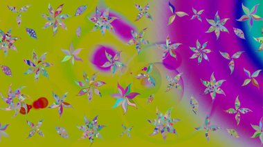 Raster çiçek desenleri çiziyor. Vadinin yeşil renkli çiçekleri.