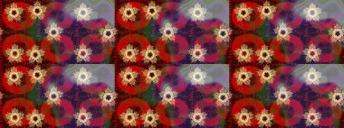 Kar tanesi süsü Raster illüstrasyonu. Kar taneleri izole edildi. Güzel süs eşyası. Kırmızı, kahverengi ve gri renkte kar tanesi süsü.