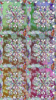 Raster illüstrasyonu. Asya tekstil tarzında. Renkli Bahar Temalı Kusursuz Arkaplan. Kusursuz çiçek deseni. Tarafsız renklerde çiçekler. Düz Çiçek Elementleri Tasarımı.