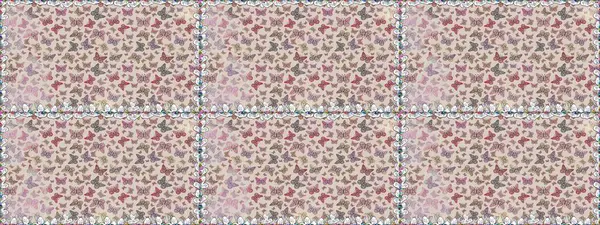 Raster illüstrasyonu. Böceklerle kusursuz bir arka plan. Kıyafetler, erkekler, kızlar ve duvar kağıtları için soyut, pürüzsüz desen. Boyama kitabı için uçan farklı güzel kelebekler..