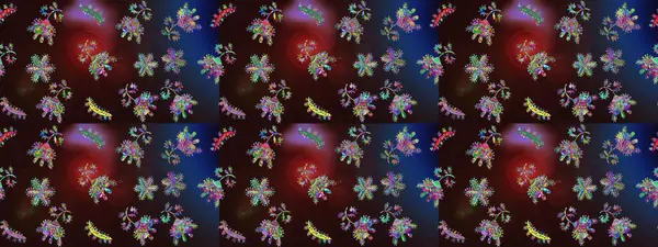 Sanat terapisi tarzı zen çizim için kahverengi, mavi ve gri mandala şeklinde kar taneleri. El çizimi, dövme stili, kumaş tasarımı ve Raster illüstrasyonunda kartlar..