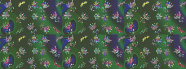 Raster Noel soyut renkli arka plan ve tatlı kar tanesi. Raster illüstrasyonu. Kar taneli yeşil, mor ve mavi renkler..