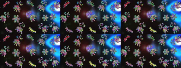 Raster illüstrasyonu. Renkli arka planda güzel kar taneleri. Raster kar taneleri deseni.