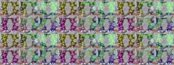 İşlemeli çiçekli, dikişsiz desen. Parmak izi, kumaş, duvar kâğıdı, tekstil için raster dokusu. Renkli grunge koloni çiçekleri ile soyut arkaplanı zenginleştirir.