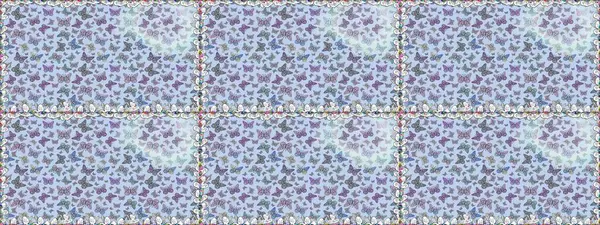 Tarafsız ve gri arka planda kelebek deseni var. Kumaş, kağıt, ambalaj kâğıdı ve duvar kağıdı tasarımı için hoş bir arka plan. Raster illüstrasyonu.