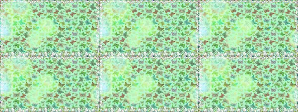 Raster Kelebekleri deseni. Soyut, pürüzsüz bir arkaplan. Tarafsız ve yeşil renkli resimler tropikal kelebeklerle birlikte. Duvar kağıtları, web sayfası arkaplanları, yüzey dokuları, tekstil için mükemmel..