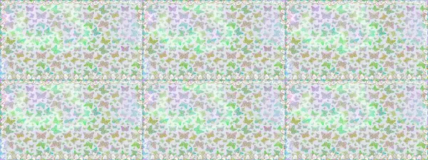 Raster illüstrasyonu. Kumaş, kağıt, ambalaj kâğıdı ve duvar kağıdı tasarımı için güzel bir arka plan. Renkli kelebeklerin kusursuz arka planı.