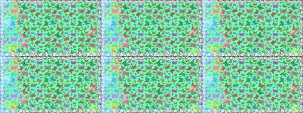 Soyut, pürüzsüz bir arkaplan. Raster Kelebekleri deseni. Duvar kağıtları, web sayfası geçmişi, yüzey dokuları, tekstil için mükemmel. Tropikal kelebeklerle mavi ve yeşil renkli resimler.