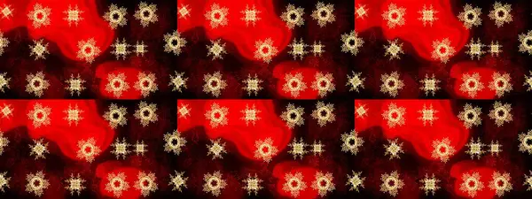 Kırmızı arka planda. Elle çizilmiş çiçek desenli Raster çizimi. Tekstil, kumaş, ambalaj, hatıra defteri için hoş bir çiçek arkaplanı. Çocuksu tasarım.