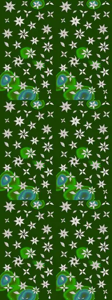 Yeşil renkli çiçekler. Raster illüstrasyonu. El çizimi çiçekli soyut çizim deseni.