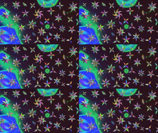 Düz Çiçek Elementleri Tasarım Raster illüstrasyonu. Kahverengi renkli çiçekler. Çiçek desenli eskiz. Renkli Bahar Teması çizim şablonu.