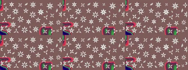 Raster illüstrasyonundaki çiçek desenli çizim. Suluboya tarzında kahverengi renkte çiçekler.