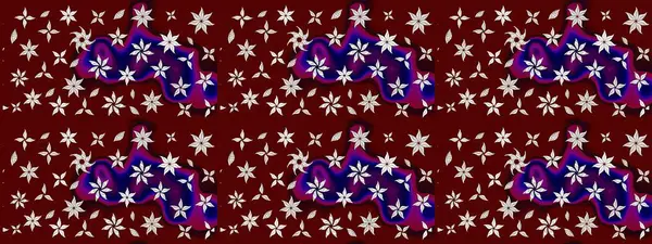 Sevimli çiçek raster deseni. Modaya uygun kumaş deseni. Renkli Yaz Temalı eskiz kalıbı. Düz Çiçek Elementleri Tasarımı.