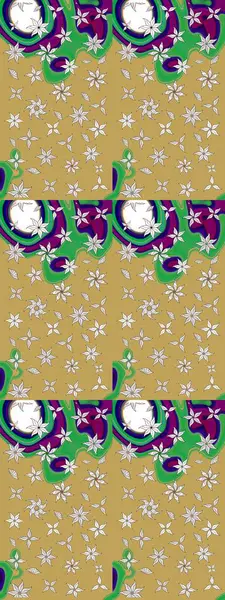 Raster illüstrasyonundaki çiçek desenli çizim. Düz Çiçek Elementleri Tasarımı. Süslü kumaş deseni. Renkli Bahar Teması çizim şablonu.