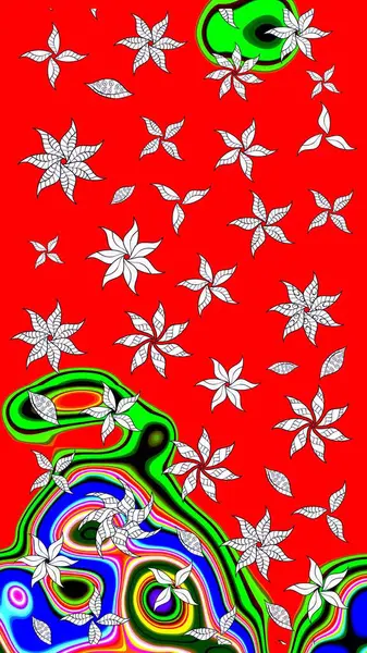 Elle boyanmış suluboya resim çizimleri, çiçekler ve bitkiler. Kırmızı renkte çiçekler.