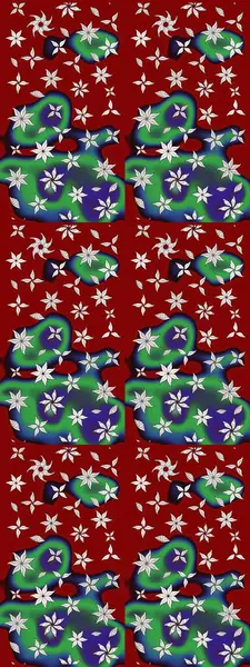 Retro tekstil tasarım koleksiyonu. 1950-1960 motifleri. Çiçekli ipek eşarp. El çizimi çiçek unsurları olan soyut çizim raster deseni. Kırmızıda kırmızı.