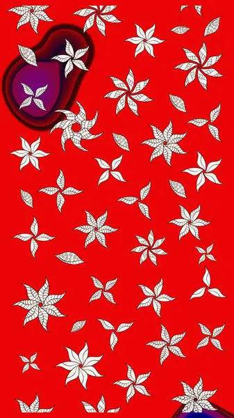 Düz Çiçek Elementleri Tasarımı. Kırmızı renkte çiçekler. Çiçekli çizim şekli. Renkli Bahar Teması çizim şablonu.