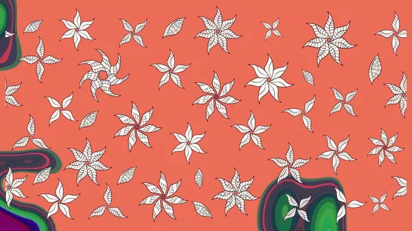 Turuncu renkte yaz çiçekleri. Raster illüstrasyonu. Raster deseni. Küçük çiçekte sevimli çiçek deseni var..