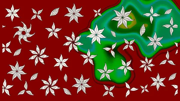 Kabile sanatı boho baskısı, klasik çiçek arkaplanı. Soyut etnik raster çizim kalıbı. Arkaplan dokusu, duvar kağıdı, kırmızı renkli çiçek teması.