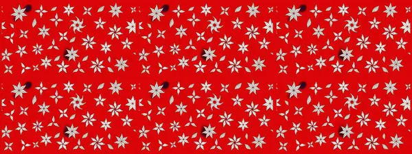 Hint süsü. Çizim kalıbı. Kırmızı renklerde. Raster illüstrasyonu. Renkli süs kenarı. Çiçek duvar kağıdı.