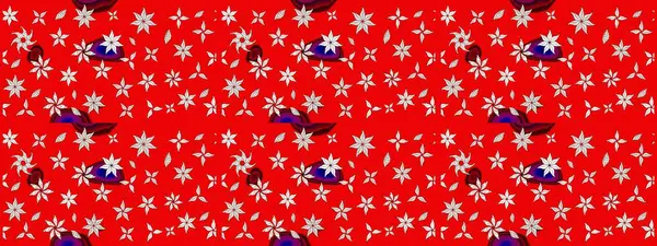 Çiçek desenli çizim. Raster illüstrasyonu. Asya tekstil tarzında. Kırmızı renkte çiçekler. Renkli Bahar Teması eskiz kalıbı. Düz Çiçek Elementleri Tasarımı.