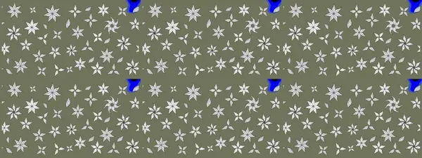 Ağaç dallı bahar çiçekleri ile desen, çiçek siluetiyle yeşil renkler. Raster deseni.