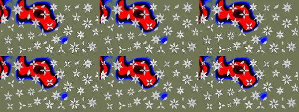 Kumaş, tekstil, duvar kağıdı baskısı için. Eskiz geçmişi. Miles Fleur, süslü püslü bir süs. Raster illüstrasyonu. Tomurcukları papatya çiçekleri olan sevimli bir çiçek deseni. Antika retro tarzı.