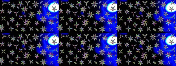 Düz Çiçek Elementleri Tasarımı. Renkli Bahar Teması eskiz kalıbı. Raster..