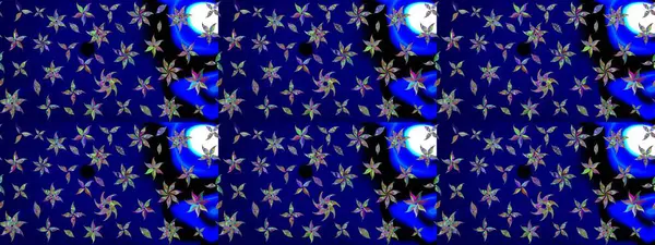 Raster illüstrasyonundaki çiçek desenli çizim. Mavi renkli çiçekler. Düz Çiçek Elementleri Tasarımı. Renkli Bahar Teması çizim şablonu.