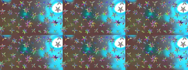 Küçük çiçekteki sevimli çiçek deseni. Kahverengi renklerde. Raster illüstrasyonu. Raster deseni. Soyut çiçek çizim kalıbı arkaplanı.