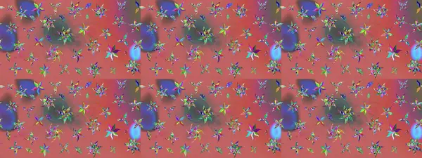 Çiçek ve yapraklı karalama şeklinde Raster çiçek deseni. Raster illüstrasyonu. Nazikçe, bahar çiçekleri pembe renklerde.