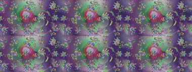 Beautiful fabric pattern. Raster illustration. Cute seamless floral print with spring flowers.