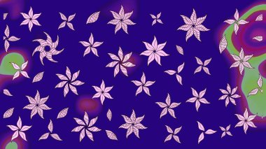 Mavi renklere karalamalar çizilmiş çiçek deseni. Raster illüstrasyonu.