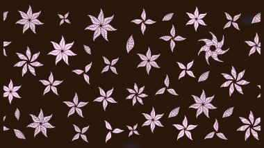 Raster illüstrasyonundaki çiçek desenli çizim. Kahverengi renkte çiçekler.