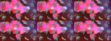 Raster illüstrasyonu. Çiçek Elementleri 'nin soyut geçmişi. Pembe, kahverengi ve kırmızı renkler üzerine tasarım. Raster kış deseni.