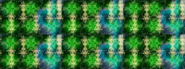 Çevre yeşili, mavi ve nötr mandala şeklindeki kar taneleri sanat terapisi tarzı zen çizim için. El çizimi, dövme stili, kumaş tasarımı ve Raster illüstrasyonunda kartlar..