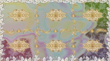 Gri renkli ve altın elementli geleneksel altın sarısı desen. Barok tarzında kusursuz bir doğulu süsü..