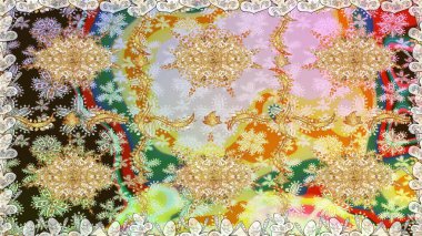 Kusursuz klasik altın desen. Altın elementlerle nötr renklerde altın desen. Raster geleneksel oryantasyon süsü.