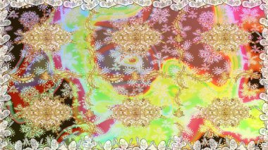 Geleneksel oryantasyon süsü. Tarafsız renklerde, altın elementlerle kusursuz desen. Klasik klasik klasik arka plan. Kusursuz klasik raster altın desenli.