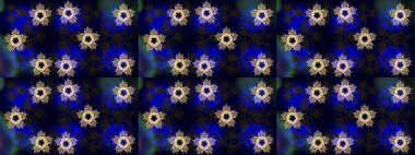 Kar tanesi süsleme deseni. Raster illüstrasyonu. Arkaplanda soyut kar taneleri olan düz tasarım. Kar taneleri arka planda. Kar taneleri deseni.