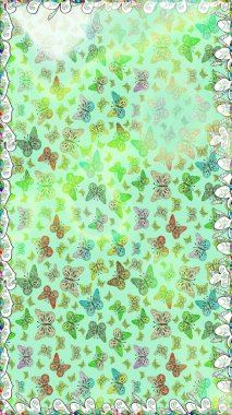 Yazdırmayı tekrarla. Tarafsız suluboya kelebeklerinde şeffaf deniz mavisi desenli pürüzsüz bir arka plan. Sonsuz. Raster illüstrasyonu.