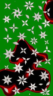 El çizimi. Güzel kumaş deseni. Çiçekler, dallar, bitkiler ve çiçekler. Raster illüstrasyonu.