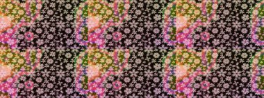 Düz Çiçek Elementleri Tasarımı. Güzel çiçek deseni. Renkli Bahar Teması eskiz kalıbı. Siyah renkte çiçekler.